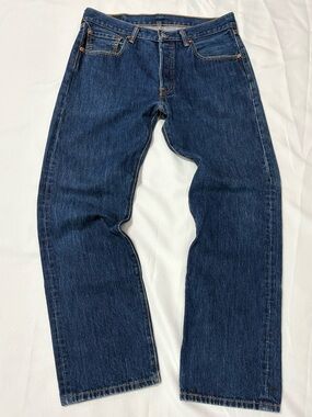 Levi's 501 Men's Relaxed Fit Dark Blue Denim Jeans size 33x30